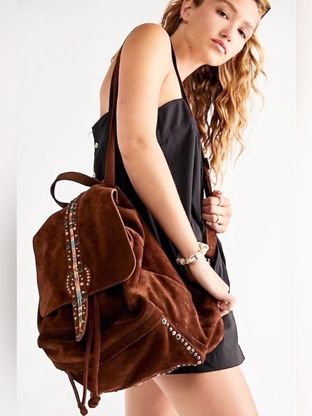 FREE PEOPLE BROWN SUEDE SARDONA BACKPACK!! LIKE NEW!!